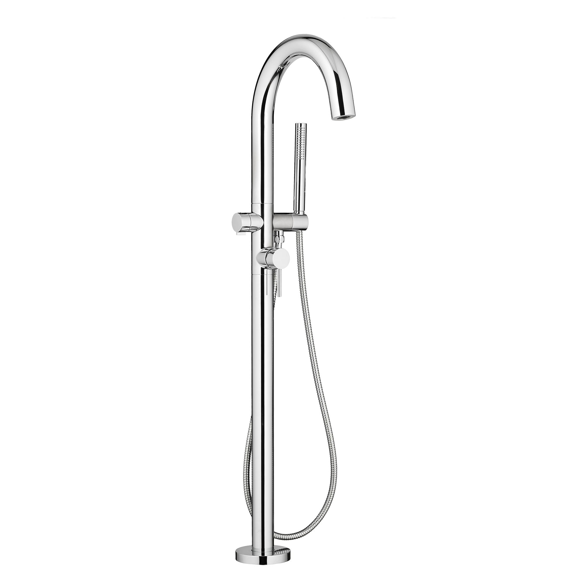 Contemporary Round Freestanding Bathtub Filler With Lever Handle Faucet for Flash® Rough-In Valve